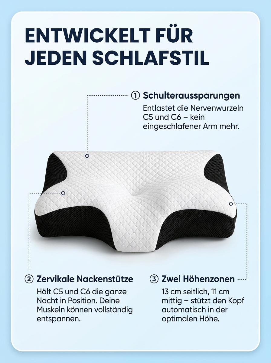 Ein Kissen. Drei Zonen. Null Kompromisse.